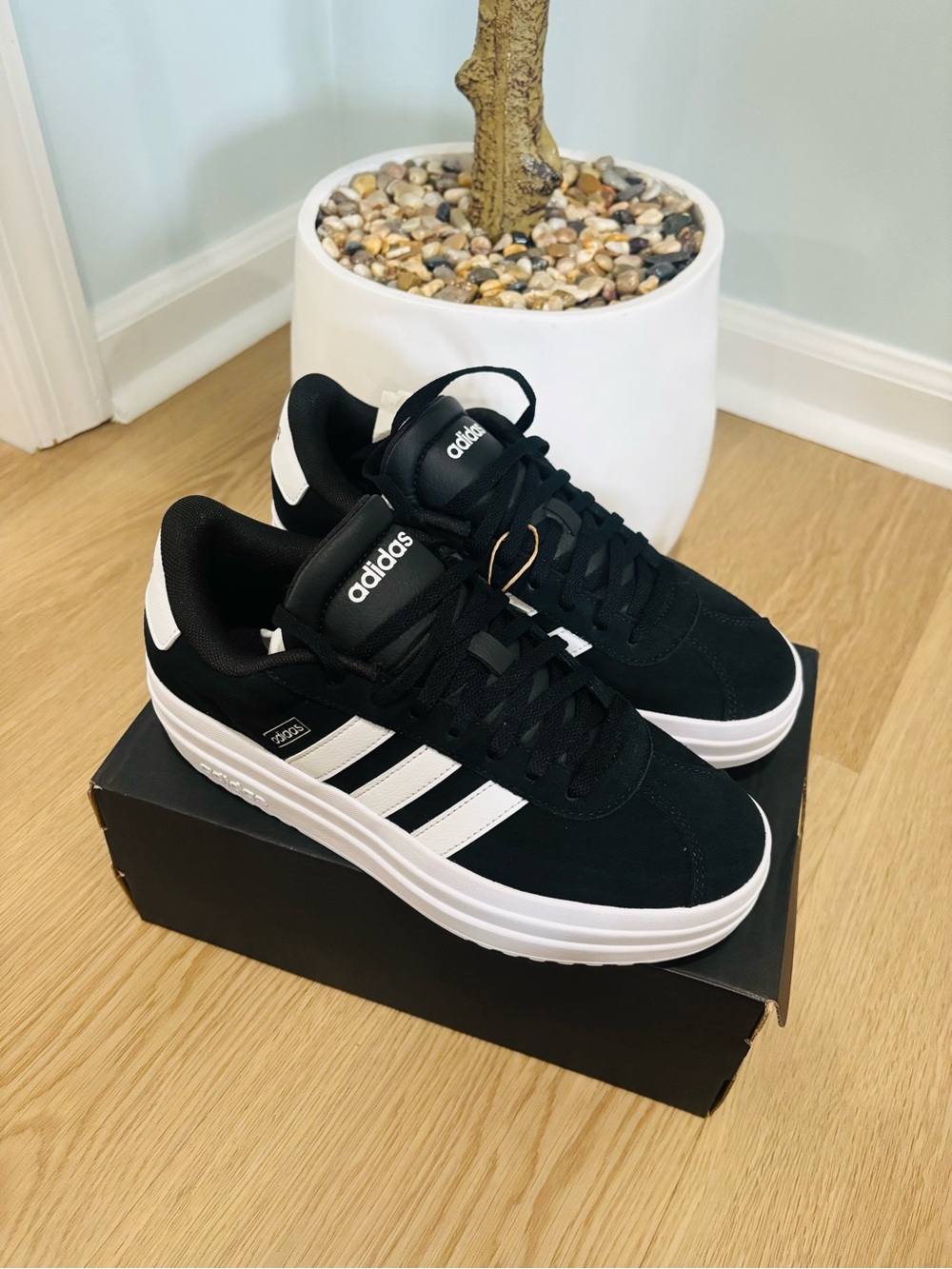 adidas Black & White Court-Style Men’s Sneakers